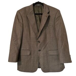 Bert Pulitzer Plaid Wool Blend Blazer Brown Two Button Mens 42